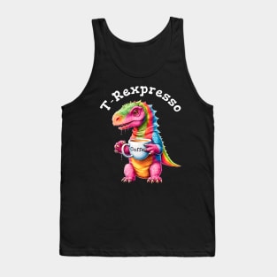 Cute Rainbow Dinosaur T-Rex - T-Rexpresso - Kawaii Anime Dino & Coffee Lover Tank Top